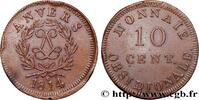 FRANCE 10 cent. Anvers au double L, frappe de l’atelier d LOUIS XVIII Anvers 1814 (35mm, 25,98g, 6h) -