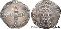 FRANCE Quart d'écu, croix de face HENRY III Rouen 1588 (29mm, 9,56g, 1h) -