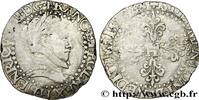 FRANCE Demi-franc au col plat HENRY III La Rochelle 1588 (28mm, 6,55g, 3h) -