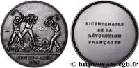 FRANCE Médaille, Bicentenaire de la Révolution, Nuit du 4 RÉVOLUTION FRANÇAISE Monnaie de Paris 1989 (76,5mm, 233,49g, 12h) -