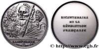 FRANCE Médaille, Bicentenaire de la Révolution, La Républ RÉVOLUTION FRANÇAISE Monnaie de Paris 1989 (77mm, 233,03g, 12h) -