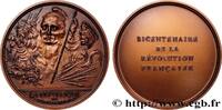 FRANCE Médaille, Bicentenaire de la Révolution, La Républ RÉVOLUTION FRANÇAISE Monnaie de Paris 1989 (76,5mm, 229,90g, 12h) -