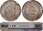 FRANCE 1 franc Louis-Philippe, couronne de chêne LOUIS-PHILIPPE I Paris 1848 (23mm, 5,03g, 6h) -