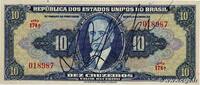 BRAZIL 10 Cruzeiros BRAZIL 10 Cruzeiros 1943 VF+ -