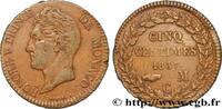 MONACO - HONORE V 5 Centimes petite tête en cuivre rouge MONACO - HONORE V Monaco 1837 (28,3mm, 10,58g, 6h) -