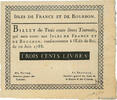 ISLES OF FRANCE AND BOURBON 300 Livres Faux ISLES OF FRANCE AND BOURBON 300 Livres Faux 1788 XF+ -