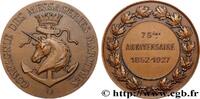 FRANCE Médaille, 75e anniversaire de la Compagnie des mes MER ET MARINE : PAQUEBOTS, NAVIRES, BATEAUX 1927 (41mm, 30g, 12h) -