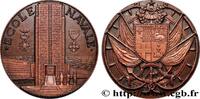 FRANCE Médaille, École navale MER ET MARINE : PAQUEBOTS, NAVIRES, BATEAUX Monnaie de Paris 1970 (68mm, 190,79g, 12h) -