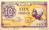 FRENCH WEST AFRICA (1895-1958) 10 Francs FRENCH WEST AFRICA (1895-1958) 10 Francs 1943 AU -