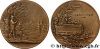 FRANCE Médaille, Pêche à Bray SOCIÉTÉS D'AGRICULTURE, HORTICULTURE, PÊCHE ET CHASSE 1928 (46mm, 43,70g, 12h) -