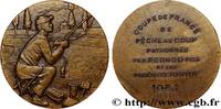 FRANCE Médaille, Coupe de France de pêche au coup SOCIÉTÉS D'AGRICULTURE, HORTICULTURE, PÊCHE ET CHASSE 1954 (36mm, 22,90g, 12h) -