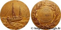 FRANCE Médaille, Exposition et Concours de bateaux de pêc MER ET MARINE : PAQUEBOTS, NAVIRES, BATEAUX 1929 (56,5mm, 91,38g, 12h) -