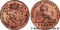 BELGIUM 1 Centime lion monogramme de Léopold II légende en BELGIUM 1907 (16,50mm, 1,98g, 6h) -
