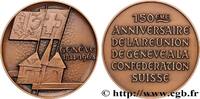 FRANCE Médaille, 150e anniversaire de la réunion de Genèv SUISSE - RÉPUBLIQUE DE GENÈVE Suisse, Genève 1964 (70mm, 166,6g, 12h) -