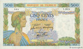 FRANCE 500 Francs LA PAIX FRANCE 500 Francs LA PAIX 1941 XF- -