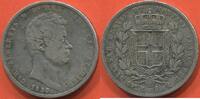 Ausländische Münzen ITALIE SARDAIGNE CHARLES ALBERT 5 LIRES MÉTAL ARGENT ANNEE 1833 ATELIER TURIN RARETÉ R2 ETAT TB COUPS SUR LA TRANCHE / N° CATAL -