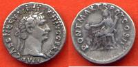 Antike Münzen DENIER TRAJAN 98-117 A/SA TETE LAUREE A DROITE R/ PONT MAX TR POT COS II VESTA VOILEE ASSISE A GAUCHE,TENANT UNE PATERE ET UNE TORC -
