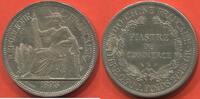 Ausländische Münzen 1 PIASTRE INDOCHINE DE COMMERCE EN ARGENT ANNÉE 1893 A POIDS 27.15g ETAT SUP/SPL JOLIE MONNAIE AVEC ANCIENNE TRACE DE NETTOYAGE ET UN PE -