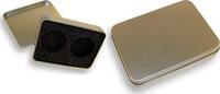 0 Metal case for 2 coins, Square shape, box, collecting -