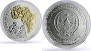 Rwanda 50 francs Rwanda 50 francs African Ounce Wildlife Gorillas Fauna gilded silver coin 2008 -
