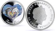 Tuvalu 50 cents Tuvalu 50 cents Forever Love Clouds Heart Two Dolphins colored silver coin 2013 -