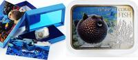 Niue 1 dollar Niue 1 dollar Tropical Coral Fish Guineafowl Pufferfish colored silver coin 2013 -