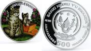 Rwanda 500 francs Rwanda 500 francs Cats series Maine Coon Cat Flowers colored silver coin 2011 -