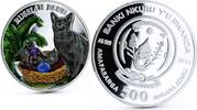 Rwanda 500 francs Rwanda 500 francs Cats series Russian Blue Cat Plant colored silver coin 2011 -
