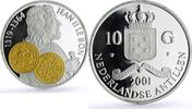 Netherlands 10 guldens Netherlands 10 guldens John II Franc D Or A Cheval Gilt proof silver coin 2001 -