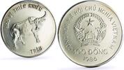 Vietnam 100 dong Vietnam 100 dong Buffalo Bull Protection Nature Wildlife Fauna silver coin 1986 -
