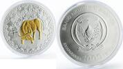 Rwanda 1000 francs Rwanda 1000 francs Year of the Ox crystal gilded silver coin 2009 -