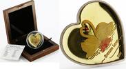 Liberia 10 dollars Liberia 10 dollars Endless Love Swans Birds colored proof silver coin 2007 -
