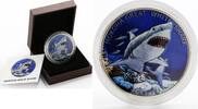 Tokelau 5 dollars Tokelau 5 dollars Mokoha Great White Shark colored silver coin 2015 -