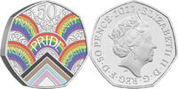 Great Britain 50p Great Britain 2022 50p 50 Years of Pride LGBTQ+ Silver PIEDFORT Coloured Coin -