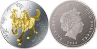Niue 2$ Niue 2014 2$ Feng Shui Horse Horses 1 oz Silver Coloured Proof Coin -