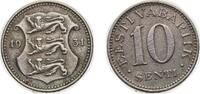 Estonia 10 Senti Estonia Republic 1931 10 Senti Nickel brass (70% Copper, 20% Zinc, 10% Nickel) (5722000) 2.5g XF KM 12 -