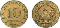 Indonesia 10 Rupiah Indonesia Republic 1974 10 Rupiah (FAO) Brass clad steel (222910000) 4.03g UNC KM 38 Schön 28 -
