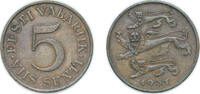 Estonia 5 Senti Estonia Republic 1931 5 Senti Bronze (5509000) 5.1g XF KM 11 -