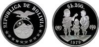 Bolivia 200 Pesos Bolivianos Bolivia Republic 1979 CHI 200 Pesos Bolivianos (Year of the Child) Silver (.925) (15000) 23.33g PF KM 198 Schön 32 -