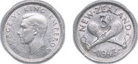 New Zealand 3 Pence New Zealand British colony 1943 3 Pence - George VI (1st type) Silver (.500) Royal Mint (Tower Hill) (4400000) 1.42g AU KM 7 -