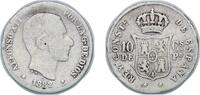Philippines 10 Centavos Philippines Spanish colony 1884 10 Centavos - Alfonso XII Silver (.835) Manila Mint (10000) 2.54g F KM 148 -