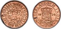 Indonesia ½ Cent Indonesia Netherlands East Indies 1934 ½ Cent Brass Royal Dutch Mint (30000000) 2.27g UNC KM 314.1 KM 314.2 Schön 8 -