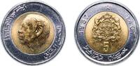 Morocco 5 Dirhams Morocco AH1407 - 1987 5 Dirhams - Hassan II Bimetallic: aluminium bronze centre in stainless steel ring 6.77g BU Y 82 Schön 94 -