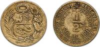 Peru ½ Sol Peru Republic 1947 ½ Sol de Oro Brass (See alloys in comments section) 7.4g VF KM 220 Schön 23 -