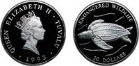 Tuvalu 20 Dollars Tuvalu 1993 20 Dollars - Elizabeth II (Leatherback Turtle) Silver (.925) (10000) 31.47g PF KM 19 Schön 19 -