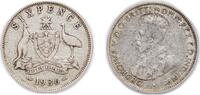 Australia 6 Pence Australia 1936 6 Pence - George V Silver (.925) Royal Mint (1800000) 2.8g VF KM 25 -
