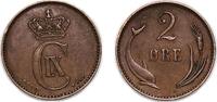 Denmark 2 Øre Denmark Kingdom 1899 ♥ 2 Øre - Christian IX Bronze (2504000) 3.94g VF KM 793 -