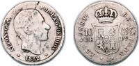 Philippines 10 Centavos Philippines Spanish colony 1882 10 Centavos - Alfonso XII Silver (.835) Manila Mint (525000) 2.4g F Scratches KM 148 -