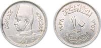 Egypt 10 Milliemes Egypt 1938 (AH1357) 10 Milliemes - Farouk Copper-nickel (75% Copper, 25% Nickel) (3500000) 5.48g UNC KM 364 Schön 69 MHC 254 -