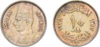 Egypt 10 Milliemes Egypt 1938 (AH1357) 10 Milliemes - Farouk Copper-nickel (75% Copper, 25% Nickel) (3500000) 5.5g UNC KM 364 Schön 69 MHC 254 -